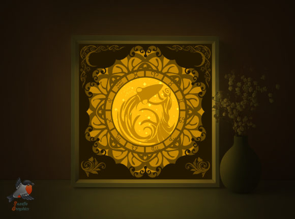 Aquarius Shadow Box Template for Zodiac Lightbox