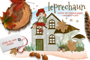 Autumn Dwarf Color Vector Illustration Set