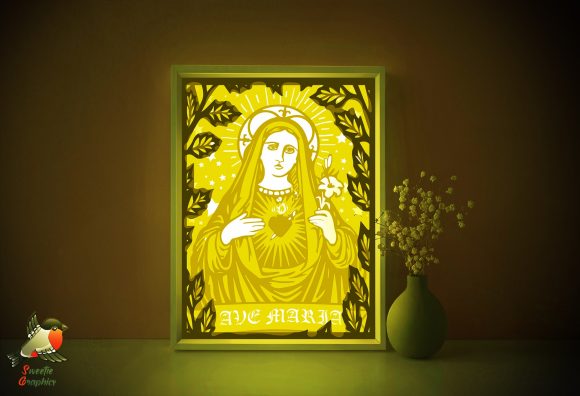 Ave Maria Religion Light Box Template: A Unique Papercraft Experience