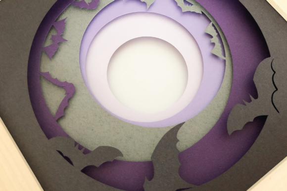 Bats and Moon - 3D Shadow Box Template: A Spooky-Craft Staple for Halloween Enthusiasts
