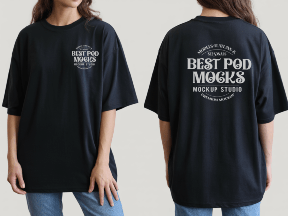 Bring Your Designs to Life with the Black Gildan 5000 Front Back Mockup 1