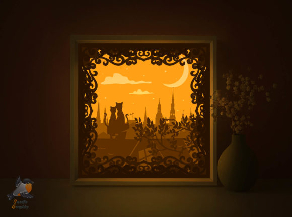 Cats on Roof Light Box Template