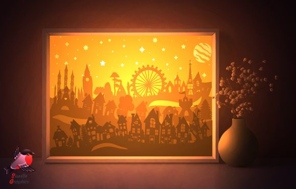 City Town Silhouette Lightbox Template