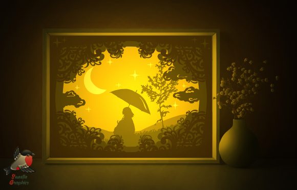 Crafting Ambiance with the Night Sky Anime Girl Light Box Template