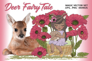 Deer Fairy Tale Color Vector Illustration Set – Creative Magic for Print and Design Projects