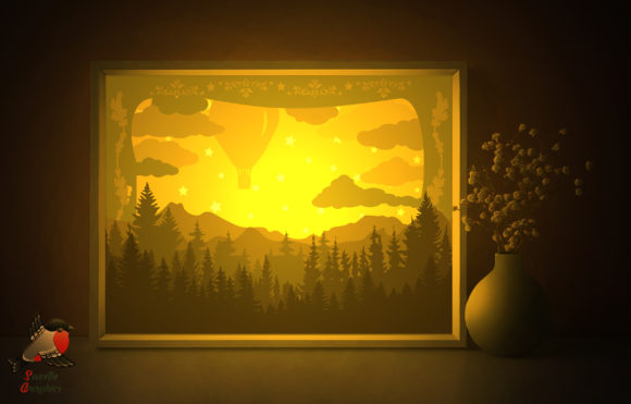 Forest Sky Balloon Light Box 3D Template