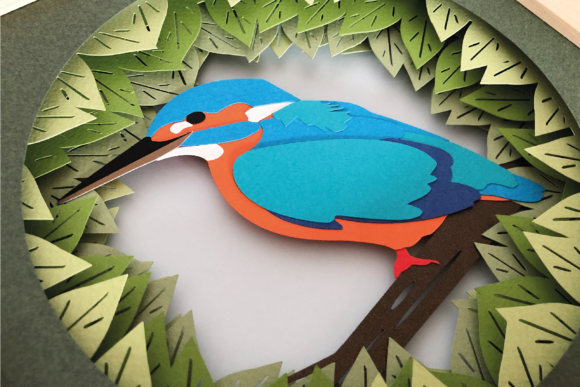 Kingfisher Bird 3D Shadow Box Template