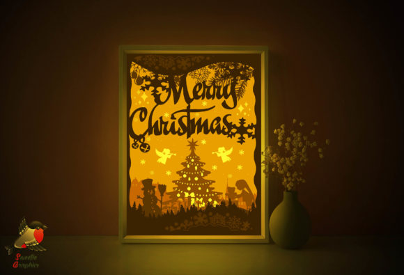 Merry Christmas 3D Light Box Template