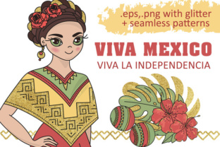 MEXICO Golden Color Vector Illustration Set for Creative Design Projects