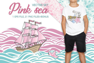 Pink Sea Color Vector Illustration Set: A Creative Designer’s Dream