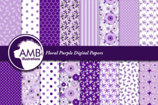 Purple Floral Digital Papers