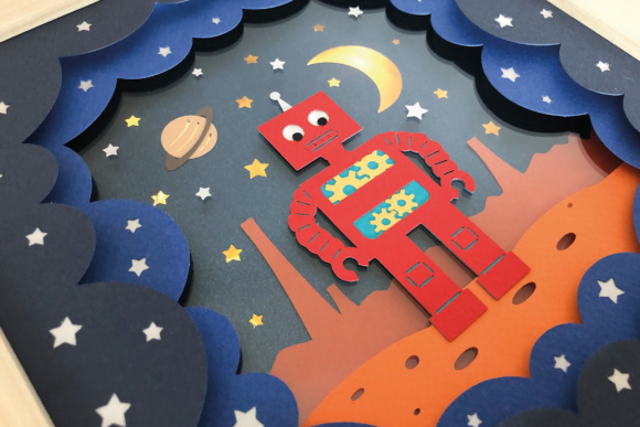 Robot in Space - 3D Shadow Box Template: A Creative Craft for All Skill Levels