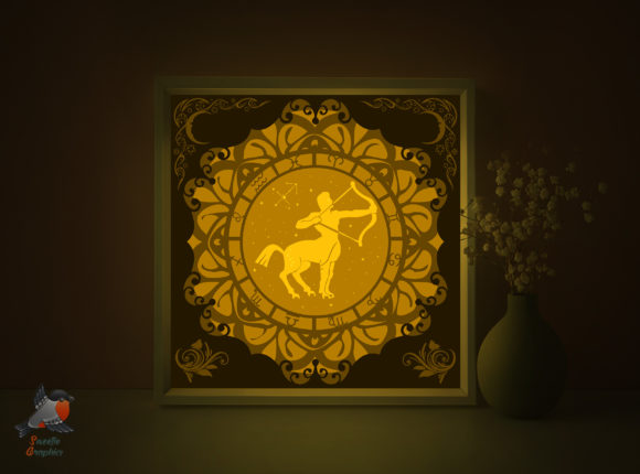 Sagittarius Zodiac Shadow Box for Lightbox Decor
