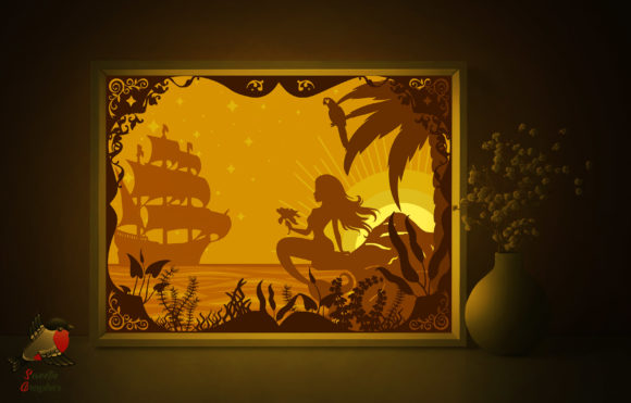 Sunset Mermaid Beach Light Box Template