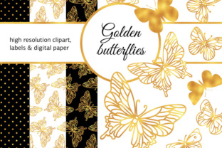 Unlocking Creativity with the GOLDEN BUTTERFLIES Color Illustration Digital Paper Set