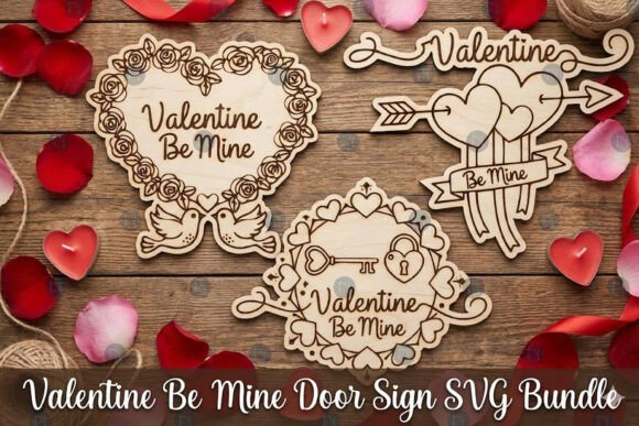 Valentine Be Mine Door Sign SVG Bundle