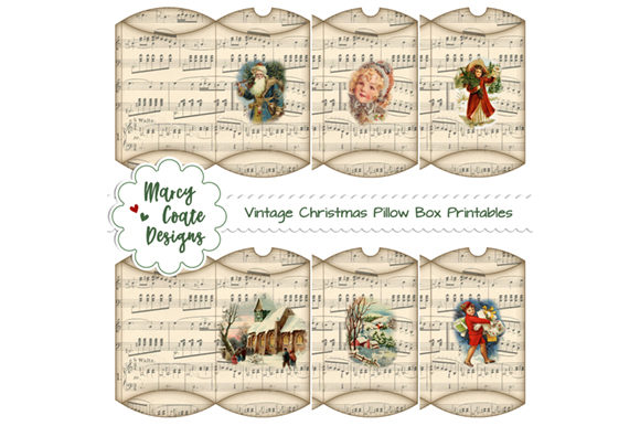 Vintage Christmas Pillow Boxes Printable