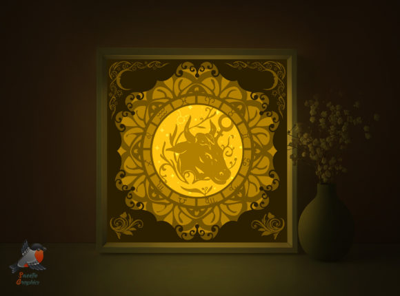 Zodiac Signs Taurus Shadow Box Template: A Creative Lightbox for Personalized Decor